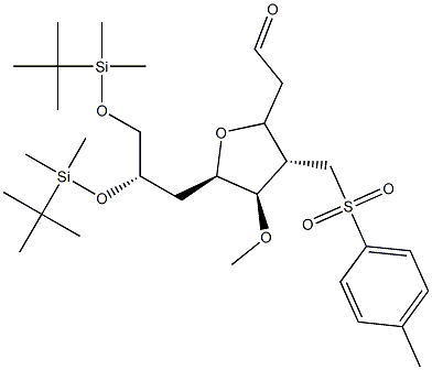 2-((2S,3S,4R,5R)-5-((S)-2,3-bis(tert-butildimethylsilyloxy)propil)-4-methoxy-3-(tosylmethyl)tetrahydrofuran-2-yl)asetaldehyde