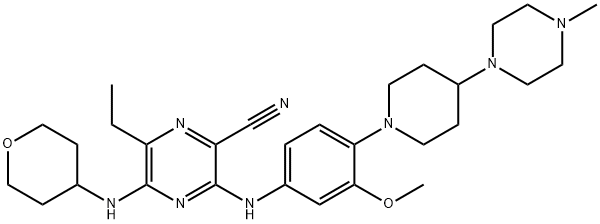 2-Pirazinecarbonitrile, 6-etil-3-[[3-metoxy-4-[4-(4-metil-1-piperazinyl)-1-piperidinyl]fenil]amino]-5-[(tetrahydro-2H-pyran- 4-yl)amino]-