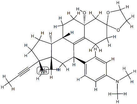 Estr-9-en-3-siji, 11-[4-(dimethylamino)fenil]-5,17-dihydroxy-17-(1-propynyl)-, siklik 1,2-ethanediyl asetal, (5a,11b,17b )-