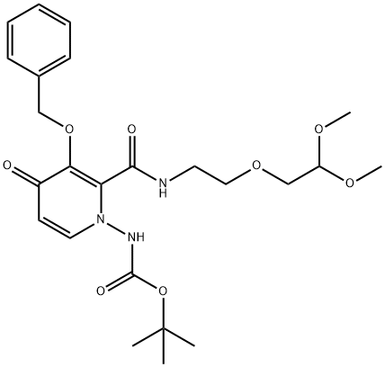N-[2-[[[2-(2,2-dimethoxyethoxy)etil]amino]karbonil]-4-oxo-3-(fenilmetoksi)-1(4H)-piridinyl]-Asam karbamat 1,1-dimetil ester