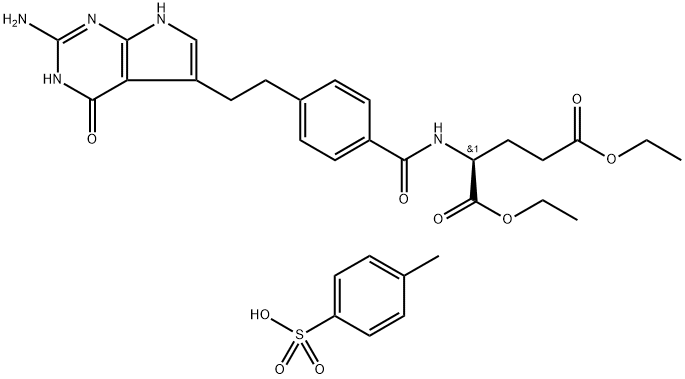 N-[4-[2-(2-Amino-4,7-dihydro-4-oxo-3H-pyrrolo[2,3-d]pirimidin-5-yl)etil]benzoil]-L-asam glutamat 1, 5-dietil ester 4-metilbenzenasulfonat