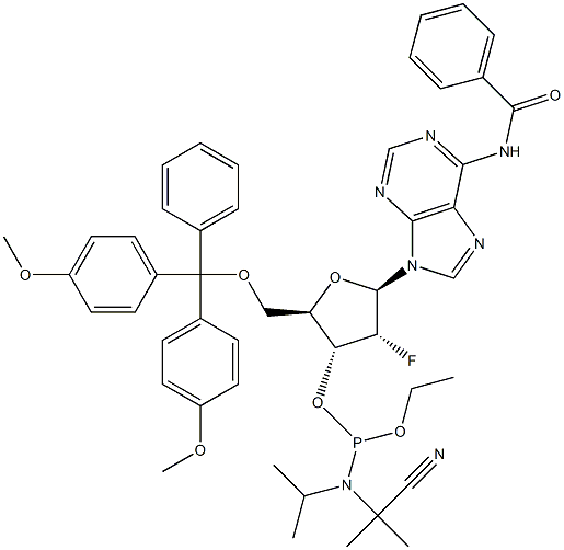 N-Benzoil-5'-O-[bis(4-methoxyphenyl)fenilmetil]-2'-deoxy-2'-fluoroadenosine 3'-[2-cyanoethyl N,N-bis(1-methylethyl)phosphoramidit]