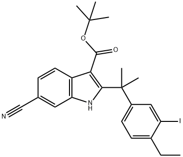 tert-butil 6-cyano-2-(2-(4-etil-3-iodofenil)propan-2-yl)-1H-indole-3-karboksilat